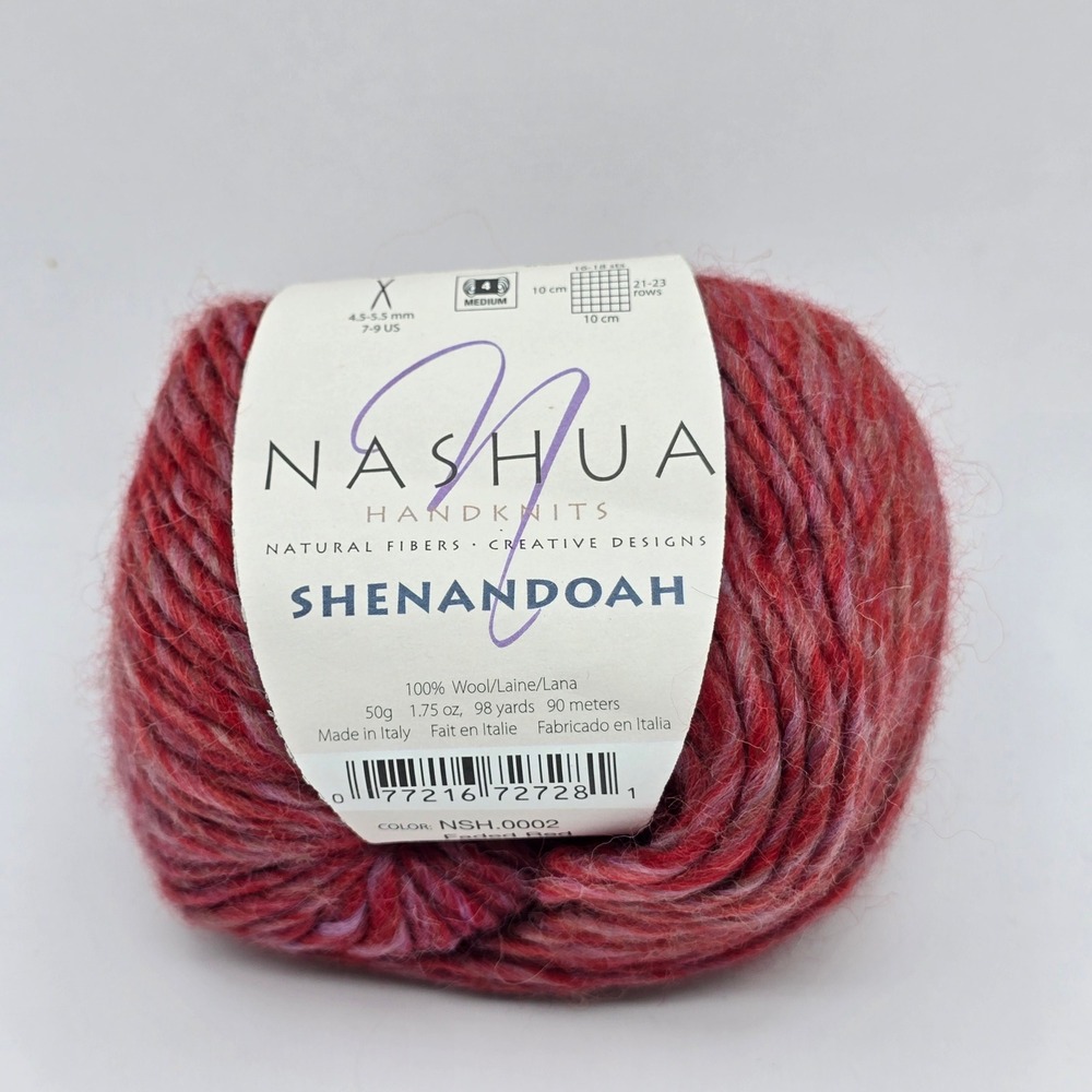 Nashua Handknits Shenandoah 100% Wool Yarn Faded Red NSH.0002 Made in Italy 50g